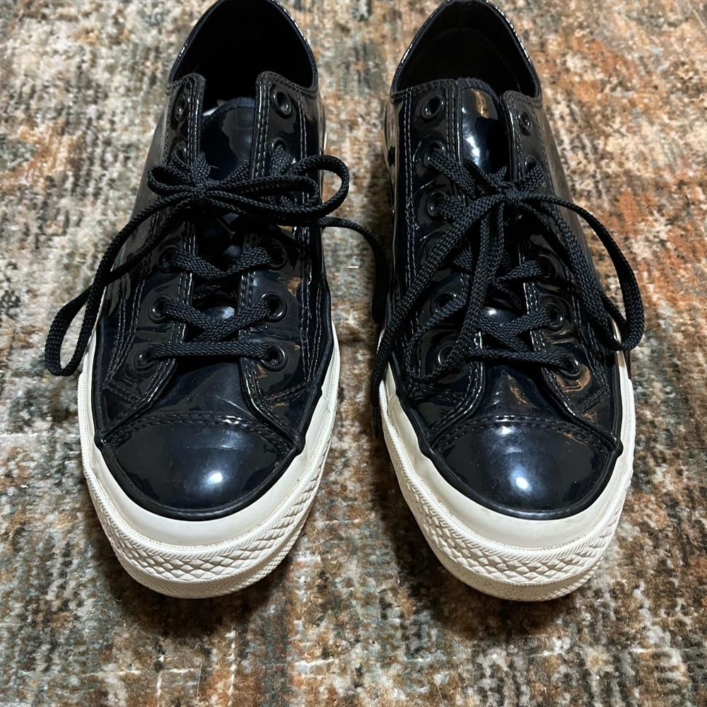 Converse Black Patent Leather Sneakers Women’s Size 8 Shoes